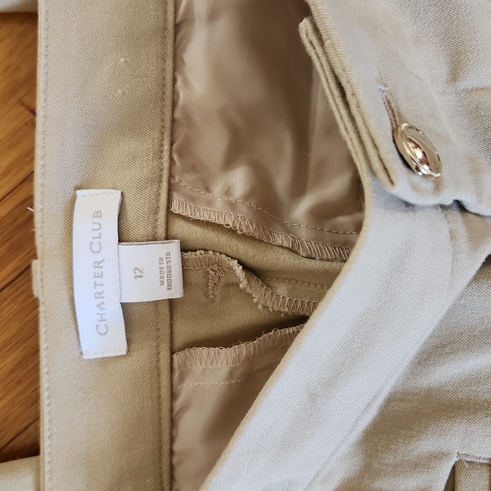 Charter Club Khaki Tan Ankle Pants Size 12 EUC - Picture 2 of 7